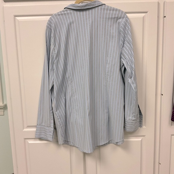 J.Jill Blue Striped Button Down Blouse Size-Large - Picture 2 of 8